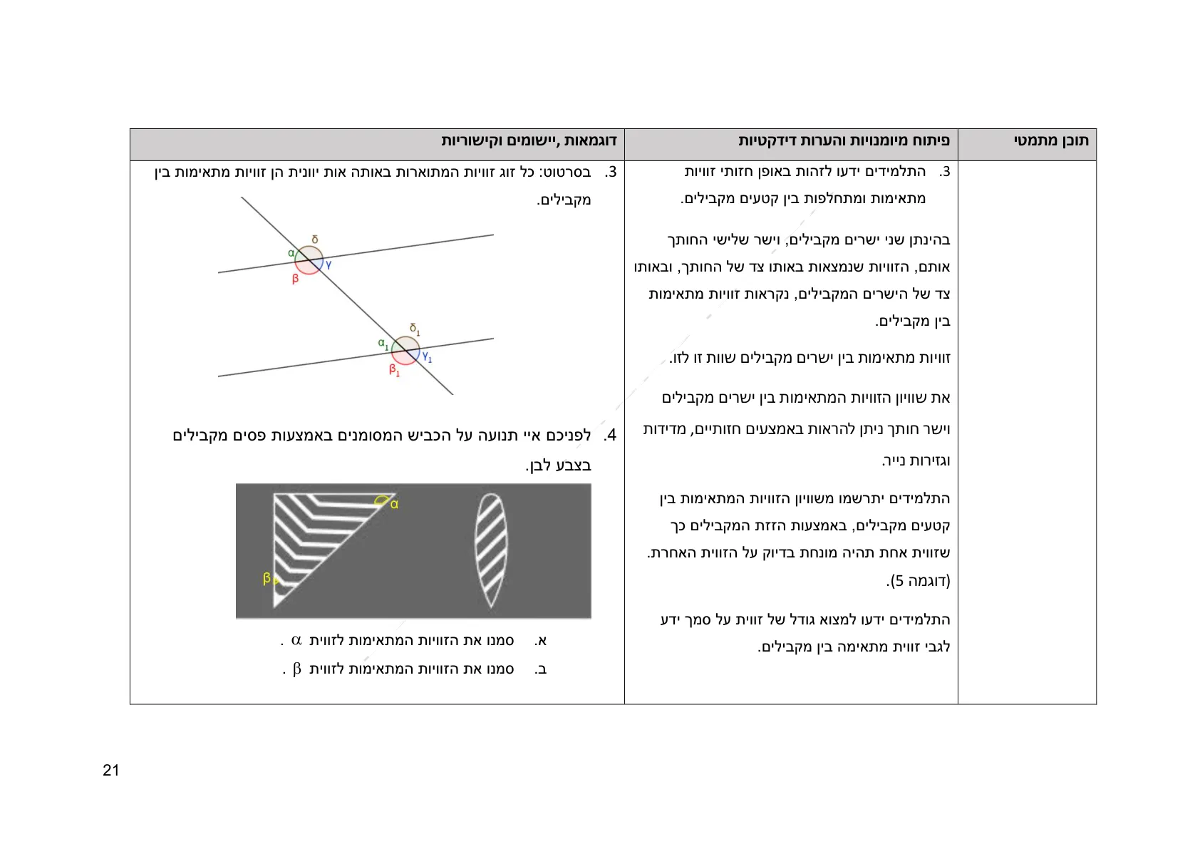 עמוד 21 מתוך המסמך הרשמי — גאומטריה לכיתה ח