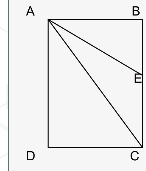 מלבן ABCD עם האלכסון AC וחוצה הזווית AE אל הנקודה E על הצלע BC
