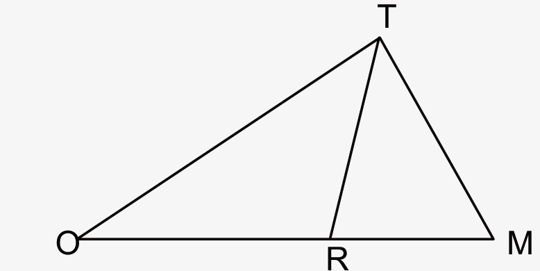 משולש TOM עם הקטע TR מהקודקוד T אל הנקודה R על הצלע OM