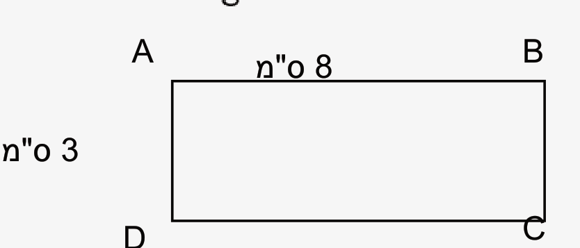 מלבן ABCD במידות 8 ס"מ ו-3 ס"מ