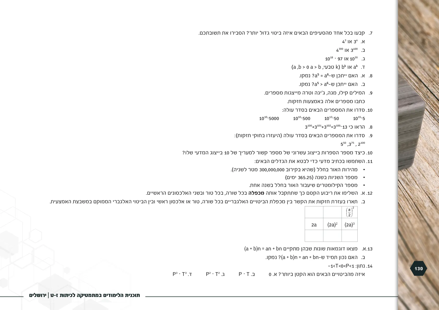 עמוד 130 מתוך המסמך הרשמי — תוכנית הלימודים במתמטיקה לכיתות ז-ט