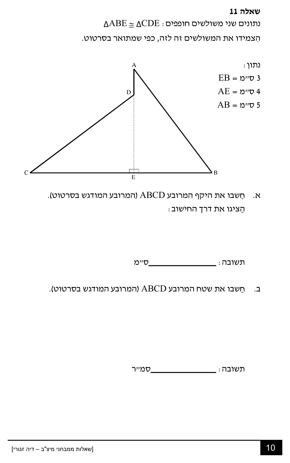 עמוד 10 מתוך 18 — שאלות מיצ״ב