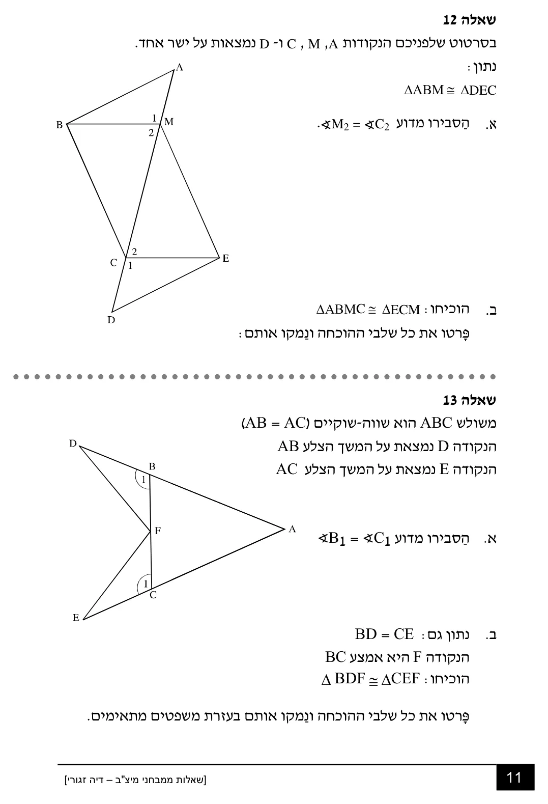 עמוד 11 מתוך 18 — שאלות מיצ״ב