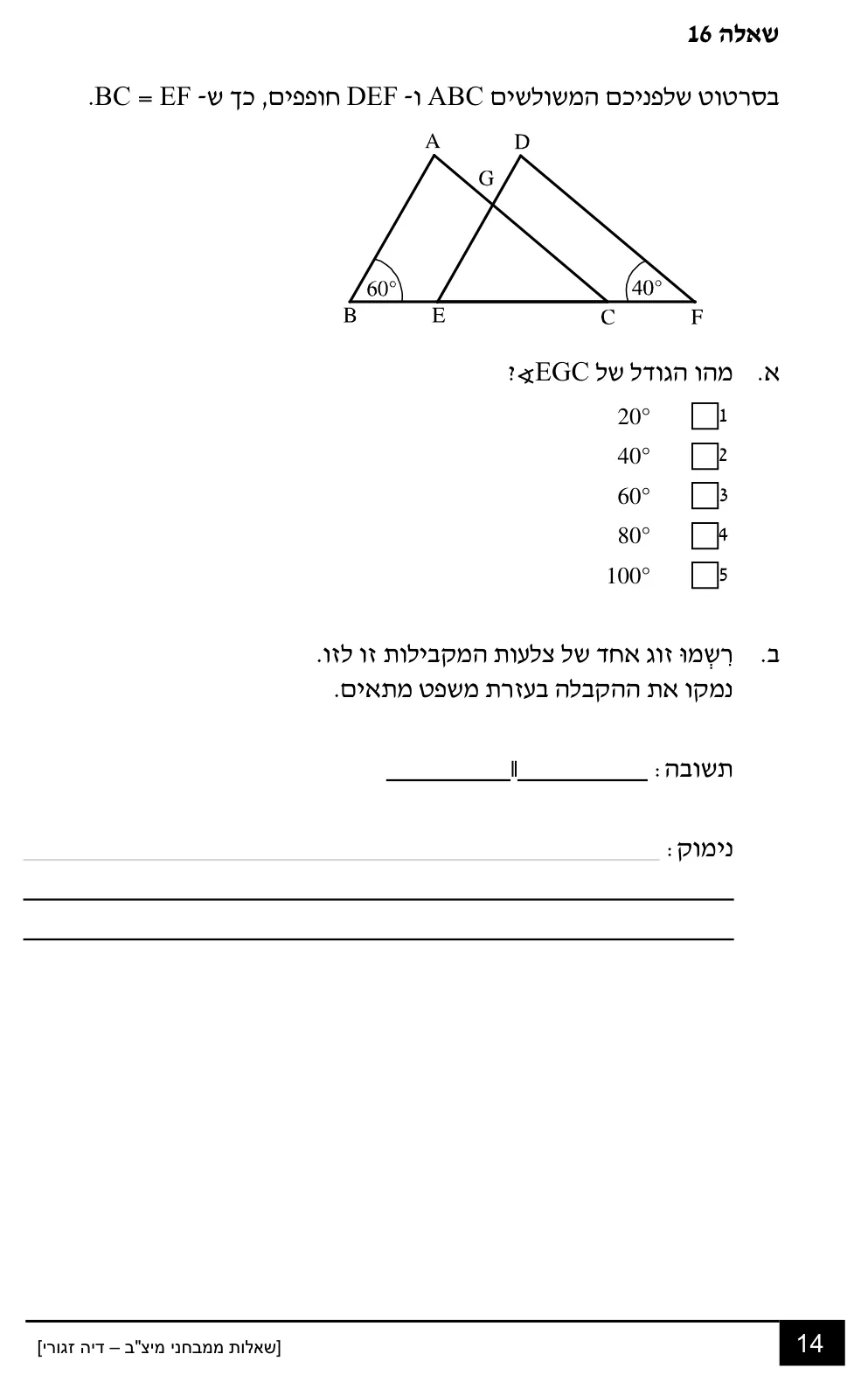 עמוד 14 מתוך 18 — שאלות מיצ״ב