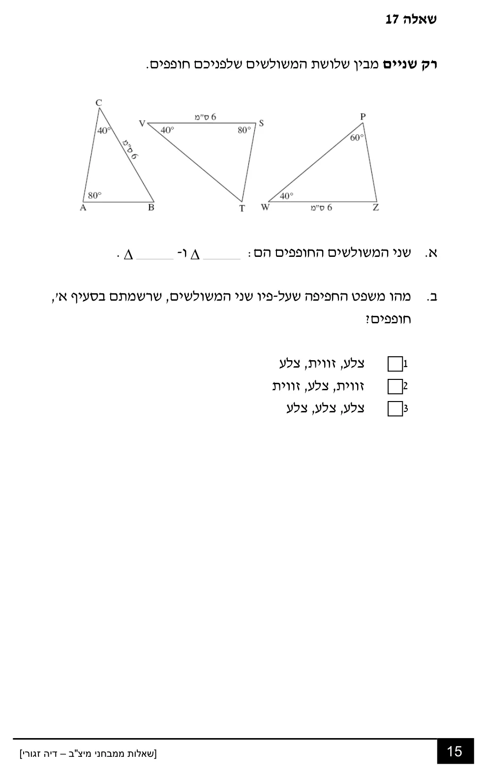 עמוד 15 מתוך 18 — שאלות מיצ״ב