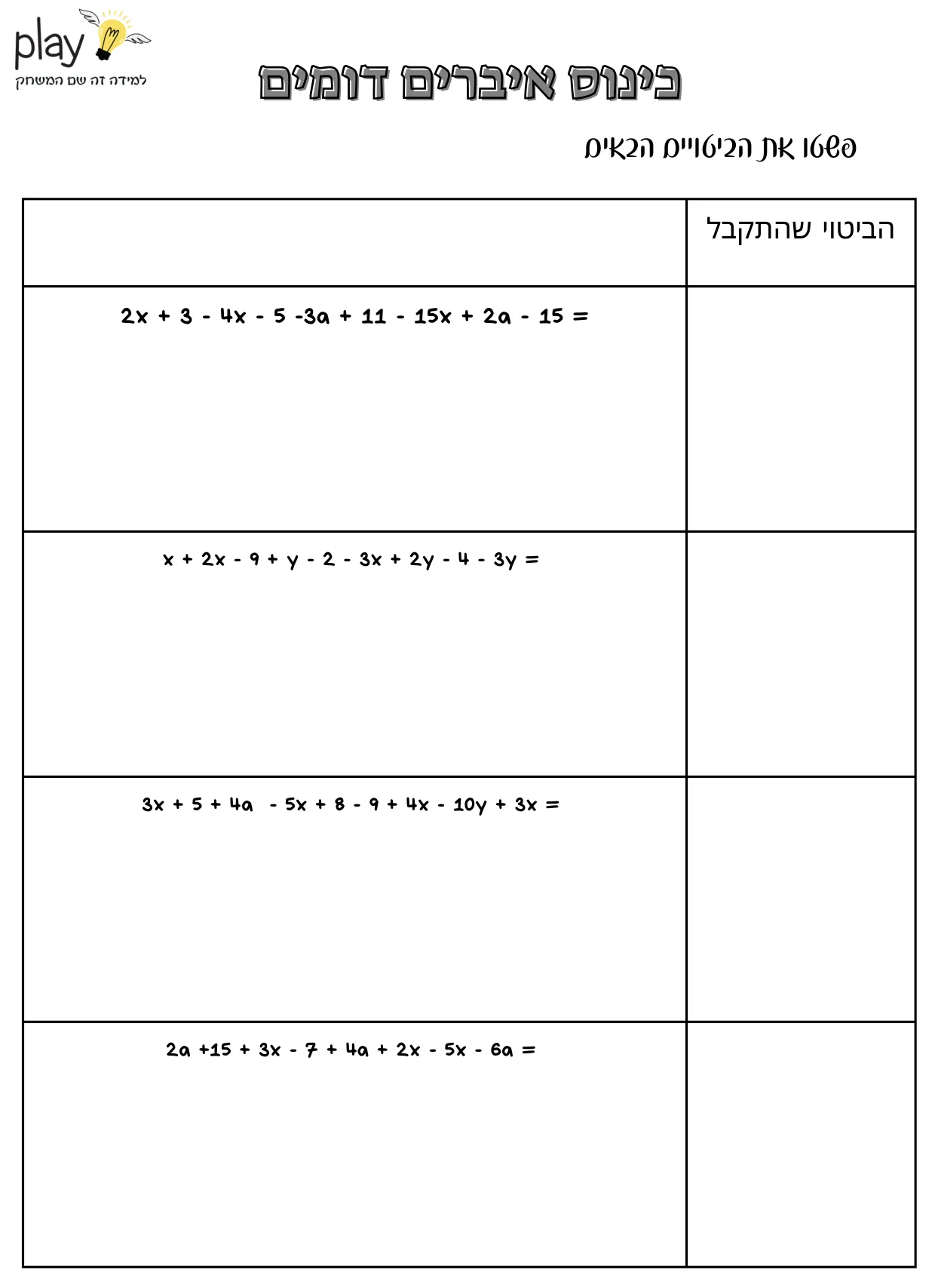 עמוד 1 מתוך 2 — כינוס איברים דומים
