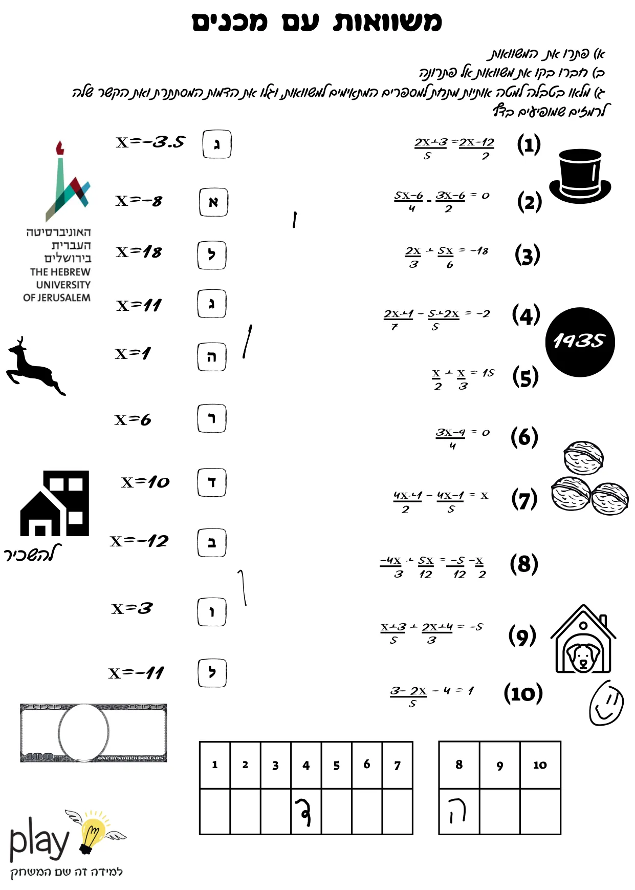 עמוד 1 מתוך 1 — משוואות עם מכנים